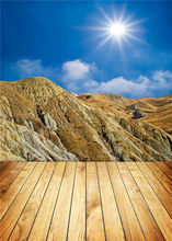 Mountain Background Kid Photo Studio Wooden Floor Photography Backdrops Sunshine Vinyl 5x7ft or 3x5ft JieQX288