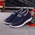 Canvas shoes men boots 2017 round toe rubber winter shoes cheap blue gray brown solid flat