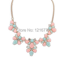 Fashion 2014 New Gold Plated Elegant Flower Crystal Choker Necklace Women Statement Necklaces & Pendants Gift N0301