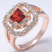 Free shipping Dropship  HOT! Wedding Girl Sexy Red 18K Rose Gold Filled  Cubic Zircon  Women Lady Fashion  Ring Jewelry R0032