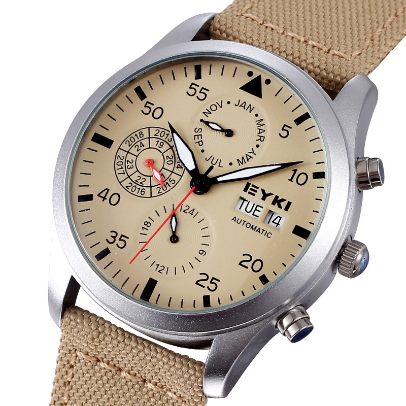 New Arrival EYKI Brand Automatic Mechanical Watches Men Luxury Brand Sport Watch Fabric Band Years Month