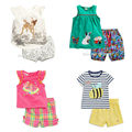 New 2017 Quality 100 Cotton Summer Baby Girls Clothing Set 2pcs Children Suit Kids Clothes Short
