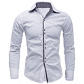 men casual shirts long sleeve 2016 brand desginer button slim fit male social shirt size 3xl