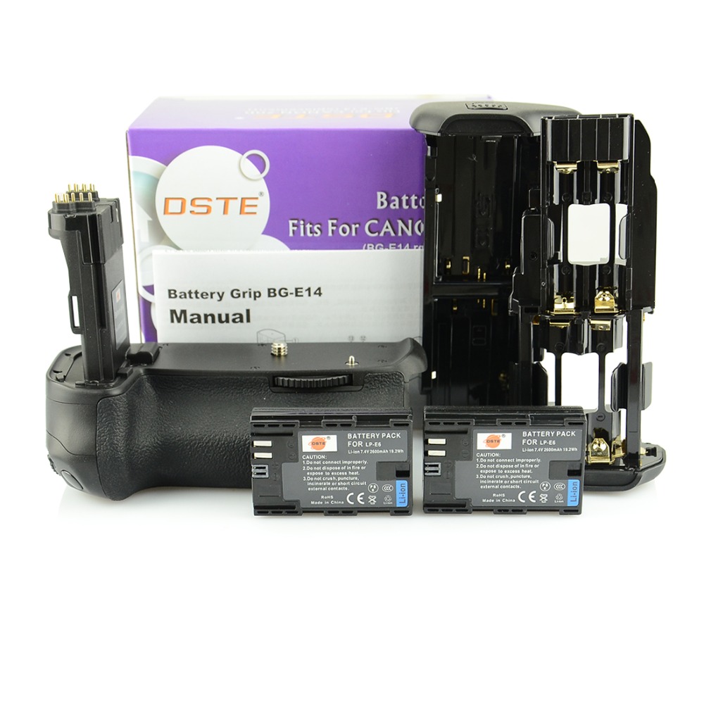 DSTE Pro BG-E14 Vertical Battery Grip + 2x LP-E6 LP-E6N for Canon EOS 70D SLR Digital Camera