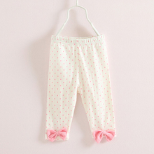Girls Leggings Polka Dot Summer Leggins Girls Bow Elastic Waist Children Leggings Casual Kids Clothes 2304C