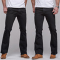 2016 Mens jeans boot cut leg slightly flared slim fit blue black male jeans designer classic