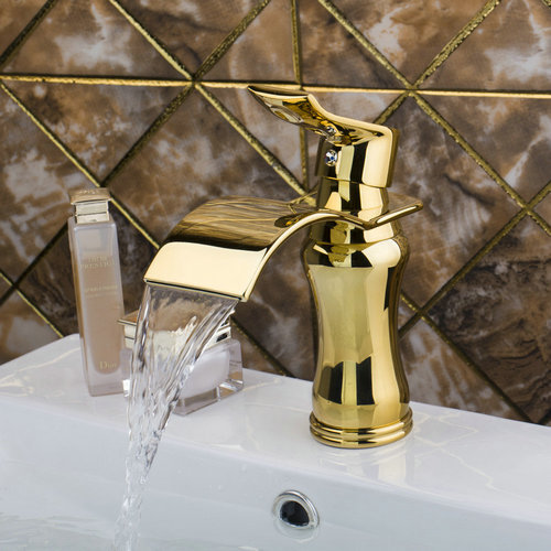 Install sink faucet for pedestal