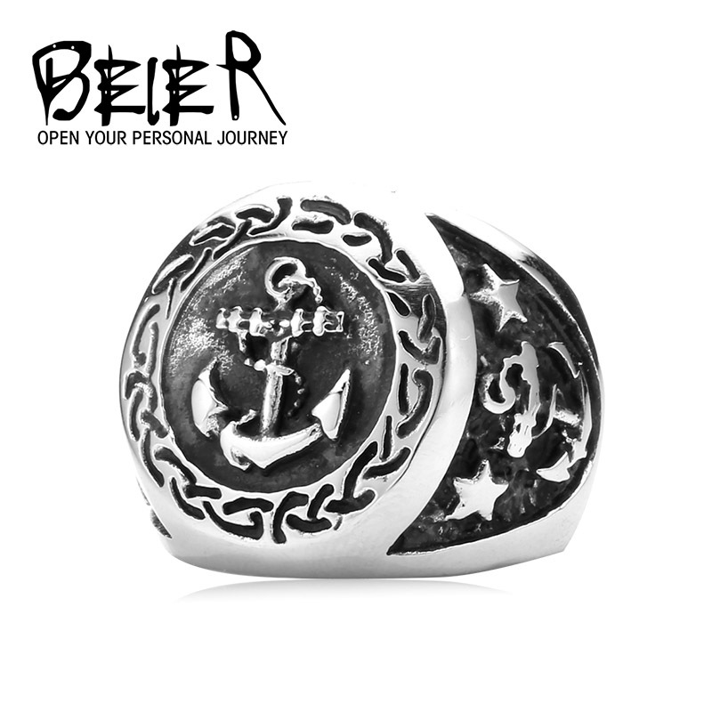 Heavy Metal Anchors Ring Jewelry 316L Stainless Steel Man 2015 Ring BR8352 US Size 8 9