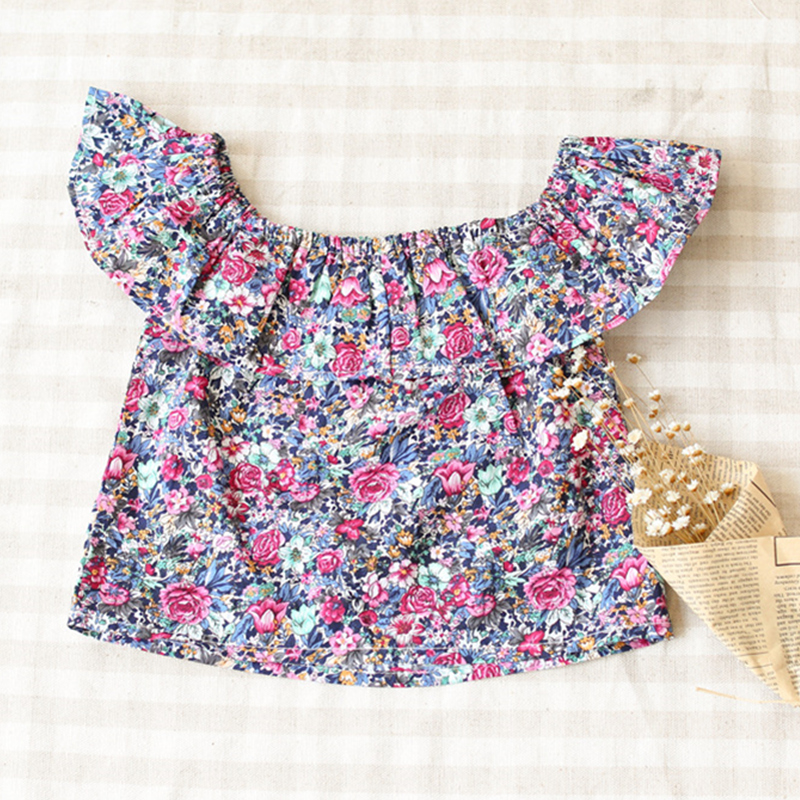 2016 New Kids Tops For Girls Beautiful Floral Print Children Clothing Flower Sleeve Baby Girl T