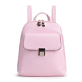 2016 New Fashion Plain Backpack Women Korean Style PU Bag Front Flap Pocket Designer Casual Zipper
