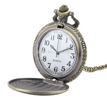 Antique Vintage Retro Bronze Quartz Pendant Chain Necklace Pocket Watch