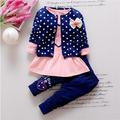 2016 New Baby Girl clothing Sets kids 3PCS coat T shirt Pants children Cute Princess Heart