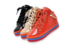France brand Isabel Marant women shoes Genuine Leather Colored soles Chain Decorative women platform sneakers have
