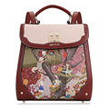 Retro Embroidery Backpack 2016 New Fashion Cartoon Daypack Cute Animal Designer Twist Lock Flap Bag Backside