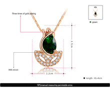 G S Brand Christmas Gift Rose Gold Plated Green Rose Flower Necklace Fashion Jewelry Necklaces For