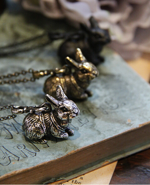 Newest Retro Baby Rabbit Necklace Cute Bunny Pendant Necklace Children Gift Jewelry--12pcs/lot