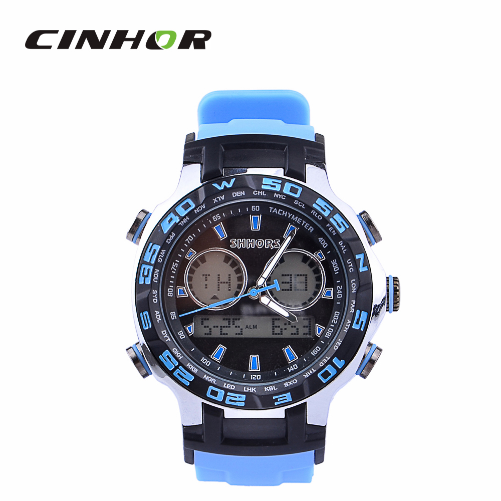 SHHORS Fashionable Colorful Silicon Wristband Multi fuction Casual Sport Watch Waterproof Color Sky Blue Waterproof