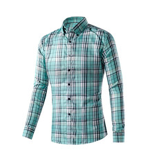 Plus Size M-XXXL New Style Quick Dry Men Chemise Homme Polyster Slim Fit Tops Men’s Shirt Casual Long Sleeve Plaid Dress Shirts