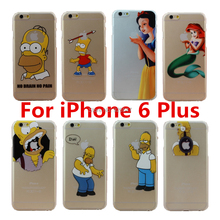 2015 New Arrive For Apple iphone 6 Plus case 5.5inch Transparent Simpson Snow White Hand grasp the logo cell phone cases covers