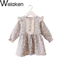 2016 Fashion 2-6Y Children Girl Dress Sen Female Department Children Clothing Long Sleeve Cotton Hemp Kid Princess Dress