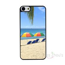 For iphone 4/4s 5/5s 5c SE 6/6s 7 plus ipod touch 4/5/6 back skins mobile cellphone cases cover Beach Sunbeds Umbrellas Ocean