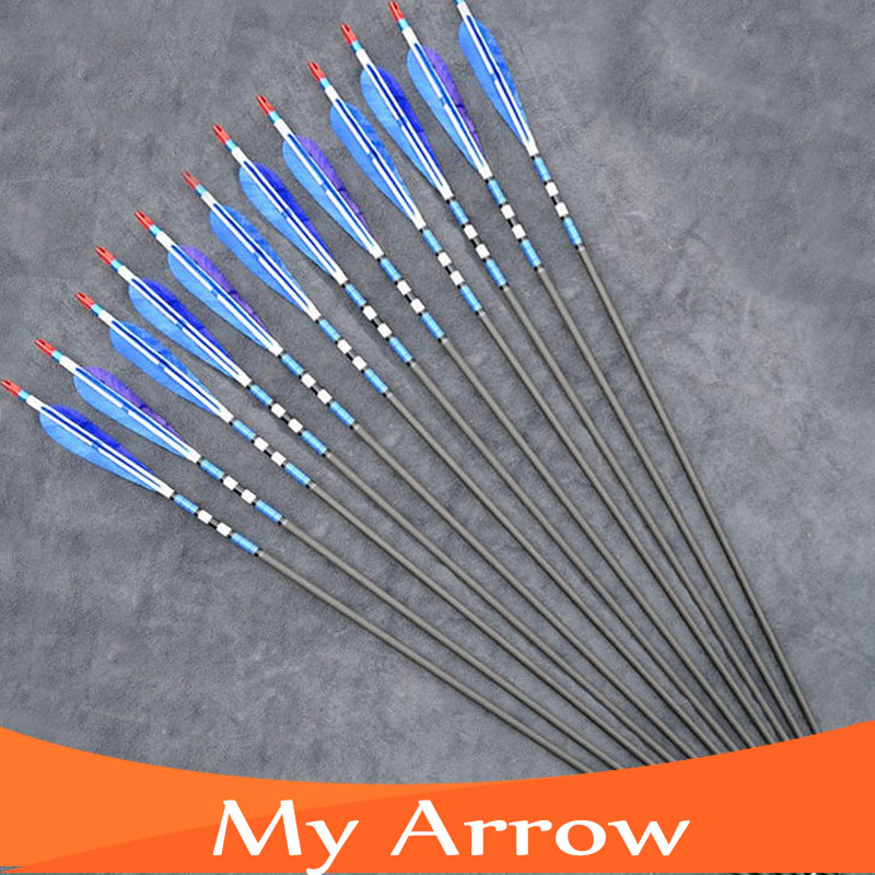 6pcs pack 30 Length Handmade Turkey Feather Iron Arrowhead Carbon Arrow Hunting Archery Arrows For Recurve
