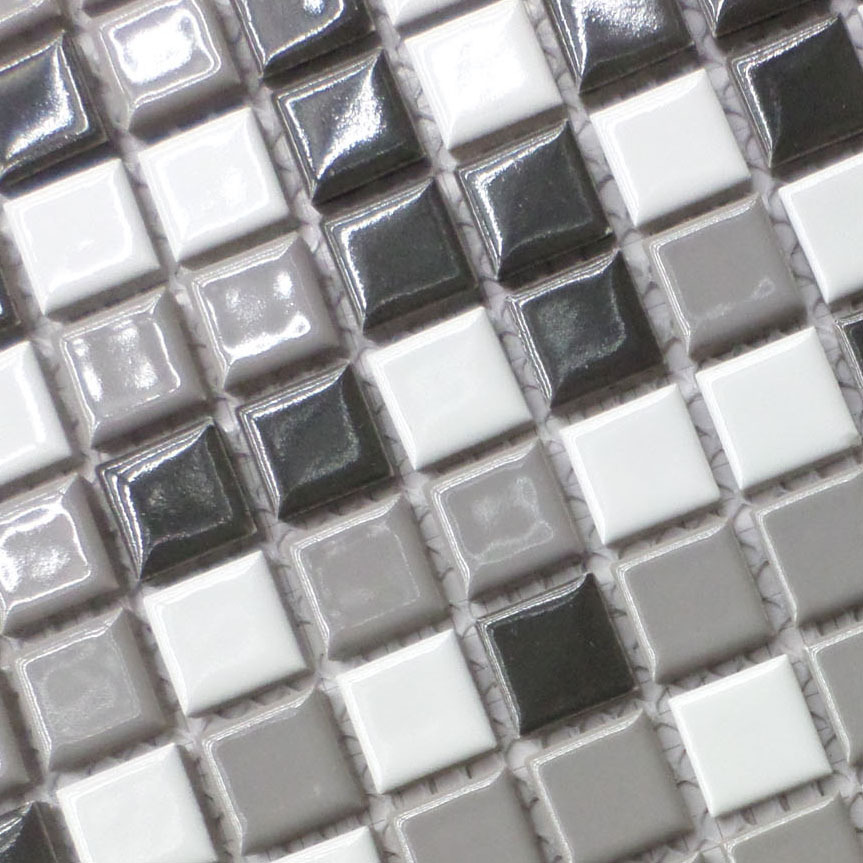 Ceramic mosaic white Light gray blends shower bathroom flooring mirror wall stickers kitchen tiles backsplash cheap mosaics deco