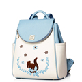 Lovely Embroidered Animal Fashion Backpack Women Japan And Korean Style Designer Bag Flap Magnetic Button Bag