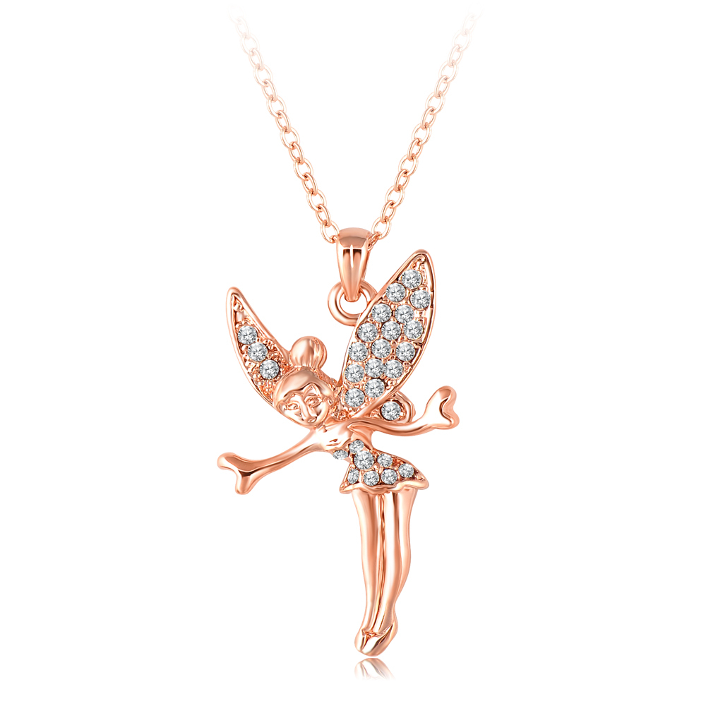 Women Necklaces Pendants 18K Rose Gold Platinum Plating Austrian Crystal Angel Necklace Jewelry Mix Colors Options