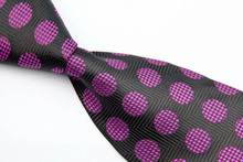 NT0164 Purple Black Dot Smooth Jacquard Woven Classic Elegant Silk Polyester Mans Business Wedding Luxury Tie