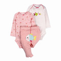 Colorful Baby Girl Romper Set 3 Peices Lot 2 Rompers 1 Pants 100 Cotton Baby Wear