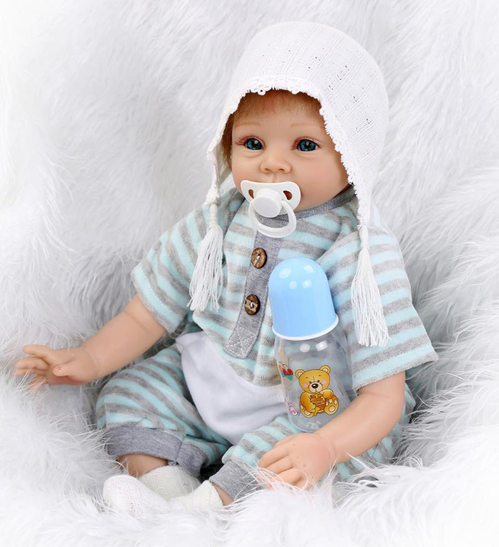 22inch Silicone Reborn Baby Alive Doll with Kits Soft Vinyl Change Clothes Girls Toy Gifts Women Training Products