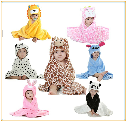 Baby Cartoon Blankets Flannel Animal Newborn Bath with hooded towel Bathrobe Cloak Kids Bedding Wrap Swaddle Hello Kitty