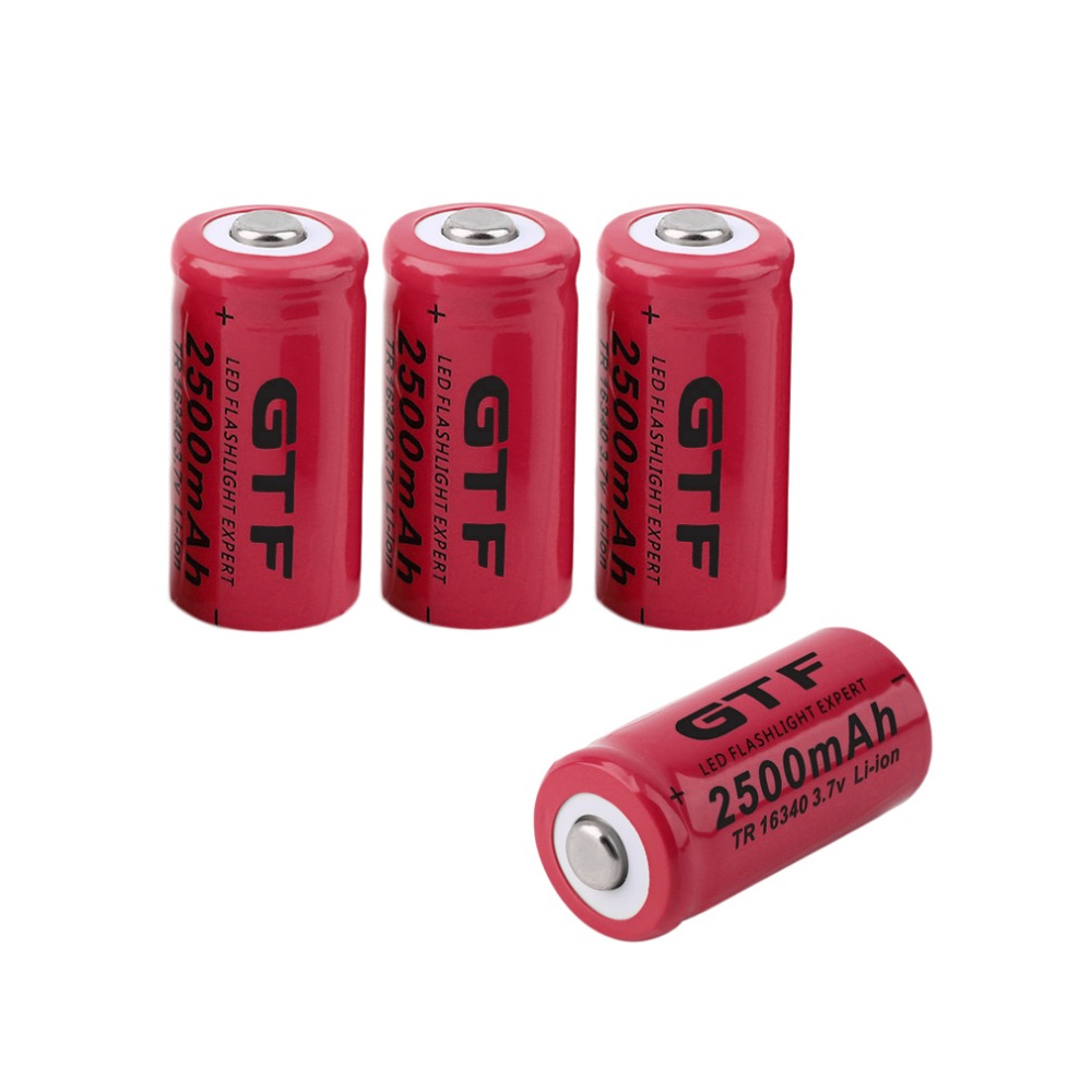 New 4 pcs/set 16340 battery 3.7V 2500mAh rechargeable liion battery for Led flashlight batery litio battery Wholesale