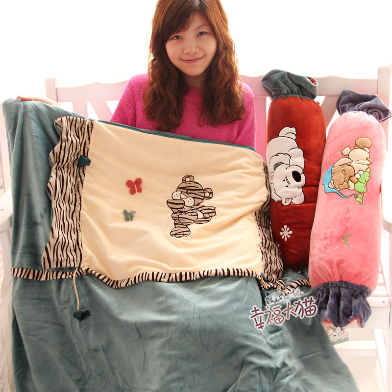 Hwd cartoon tiger candy bear plush cushion pillow 100% cotton air conditioning quilt dual