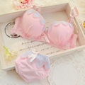 Children training bra set cotton lovely Lace girl underwear set kids bras and shorts set bras