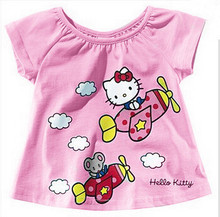 Girls baby clothes cartoon Hello kitty KT casual short sleeved T shirt Kids Wawa Shan free