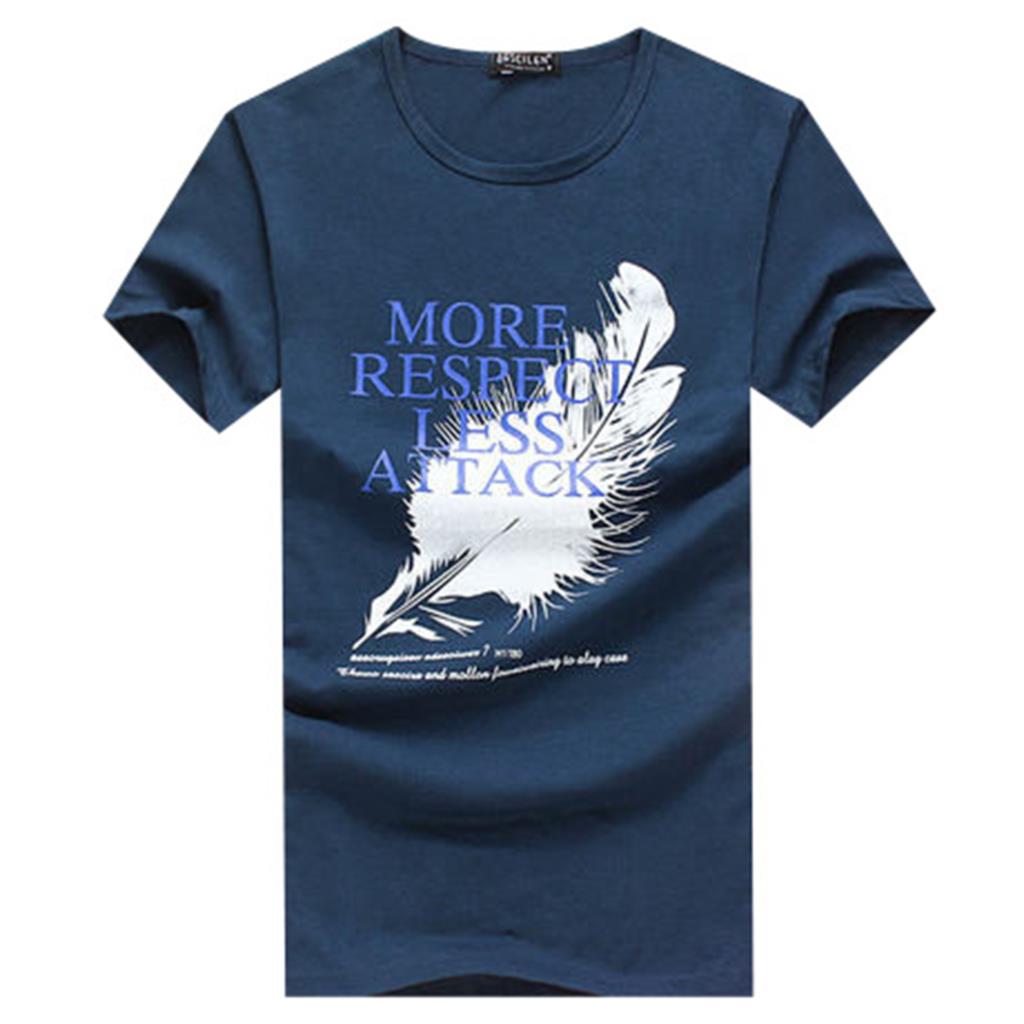 3D Bird Feather Letter Print Brand Cotton Men T shirts Summer Style Casual T Shirt Men