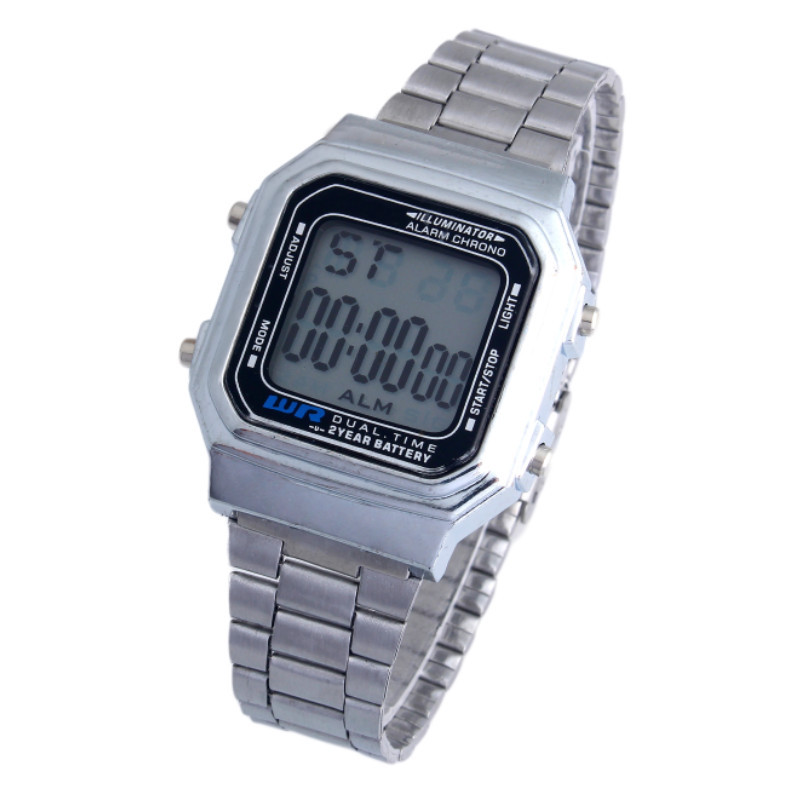 2015 Women vintage watches man LED electronic digital watch silver Men Wristwatch Square Watch reloj XW0802
