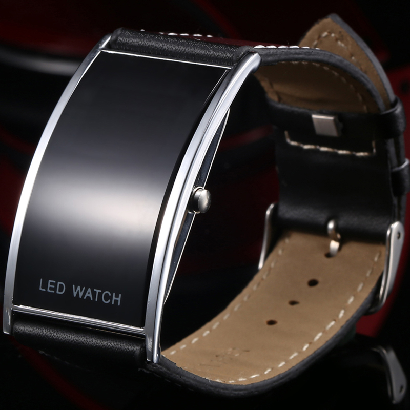 2016 Fashion Luxury Brand Unisex Men Women Arch Bridge Style LED Digital Date Faux Leather Strap