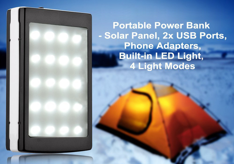 New 12000mAh Portable Waterproof Solar Power Bank Dual USB Solar Battery Charger LED Camping Lights for Cell phone New 12000mAh Portable Waterproof Solar Power Bank Dual USB Solar Battery Charger LED Camping Lights for Cell phone