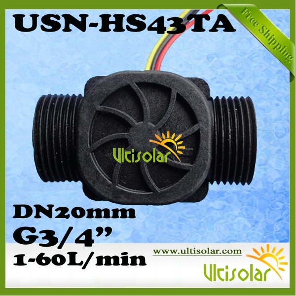 -Best Seller- USN-HS43TA Hall Water Flow Sensor 1-60L/min G3/4" DN25mm(China (Mainland))