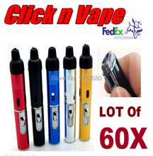 60pcs lot Click n vape Dry Herb atomizer Vaporizer E Cigarette vapor cigarettes Kit Electronic Cigarettes