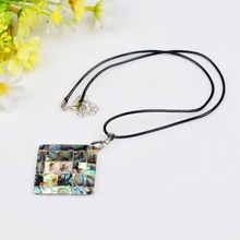 Fashion Jewelry Mixed Natural Green New Zealand Abalone Shell Pendant Waterdrop 1Pc Long Pendant Leather Necklace
