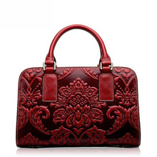 2016 New women bag genuine leather brands level cowhide embossing fashion retro women handbags shoulder messenger bag leisure