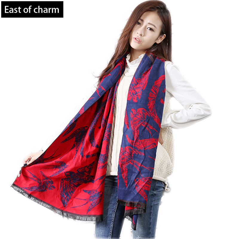 Fashion Swallows Printed Smooth Female Scarf Warm ...