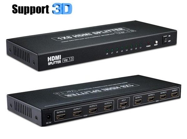 Hdmi 1 X 8  HDMI 1.3b   HDCP   1080 p  3D  quanlity