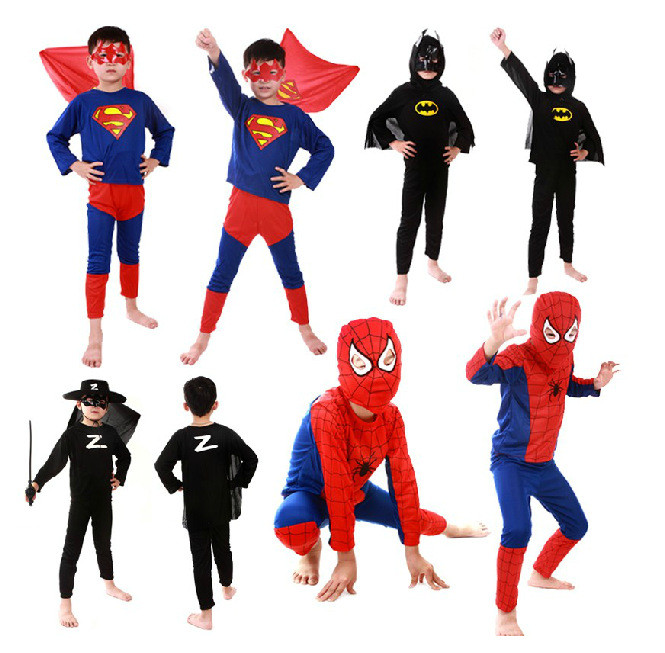 Halloween Costume For Kids Superhero Capes Anime Cosplay Carnival Costume  Red Spiderman Costume Black Batman Superma