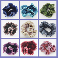 Free Shipping 20PCS Velvet Hair Scrunchies with Polka Dot Rims Ponytail Hair Holder Hair Band Multi Colors