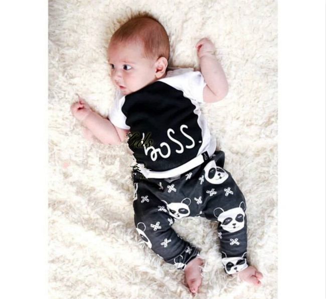 2016 new baby boy clothes cool panda short sleeve girl baby rompers newborn clothes baby costume 